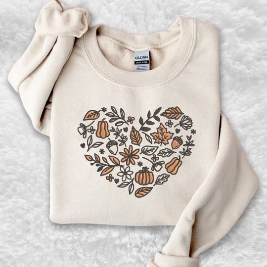 Discover Cottagecore Embroidered Fall Sweatshirt/T shirt/Hoodie, Vintage Thanksgiving Crewneck, Pumpkin Patch Shirt, Autumn Sweater Halloween