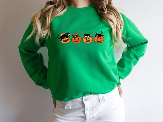 Discover Halloween Sweatshirt,Cat Sweatshirt,Ghost Shirt,Halloween Sweater,Cool Halloween Cat Shirt,Cat Lover Tshirt,Black Cat Shirt