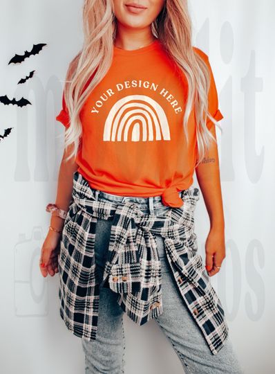 Discover Bella Canvas 3001 Orange T-Shirt Mockup for Fall Events