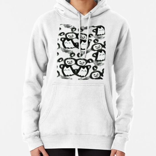 Discover Halloween happy party halloween art black and white Hoodies