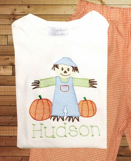 Discover Boy's Scarecrow Shirt or Outfit-Fall Scarecrow and Pumpkins Outfit-Boy Pumpkins Outfit-Thanksgiving Boy Shirt Outfit-Boy Fall Outfit