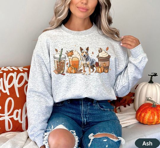 Discover Dogs Aussie Australian Cattledog Mom Fall Halloween Shirt Gift,Dog Mom Person Gift,Halloween Sweatshirt,PSL Pumpkin Spice Latte Coffee Shirt