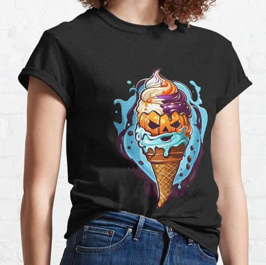 Discover spooky ice cream, creepy Pumpkin ice cream cone T-shirts