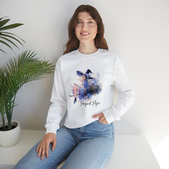 Discover Witch Crewneck Sweatshirt | Prettiest Witch Airline | Cute Spooky Halloween Top