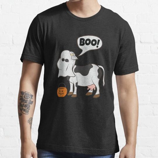 Discover Funny Halloween Cow Ghost Costume Cute Boo Cow Jack o lantern Bucket T-shirts