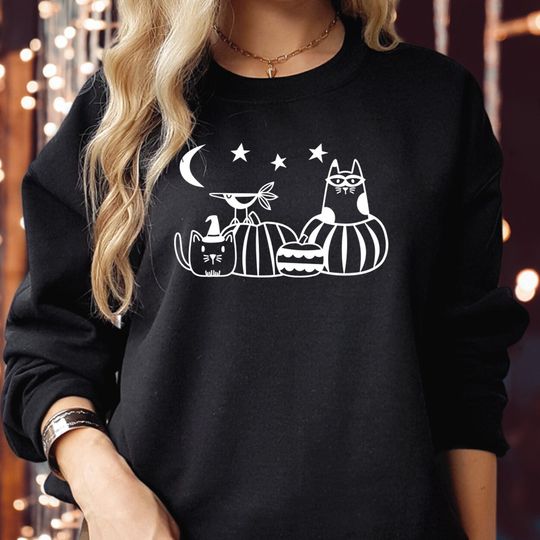 Discover SWEATSHIRT (1779) Pumpkin Halloween Cat-Spooky Season Boo Spider Pumpkin Ghost Witch Thanksgiving Skeleton Vibes Halloween Costume