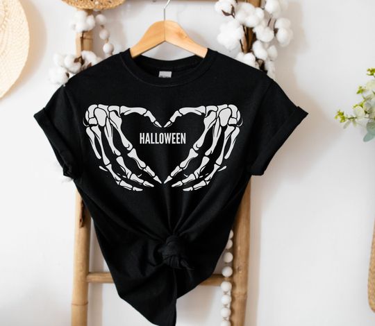 Discover Halloween Heart Skeleton Hands T-Shirt Gift