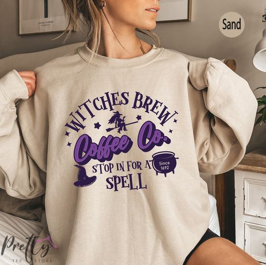 Discover Witches Brew Coffee Co Sweatshirt, Funny Halloween Shirt For Women, Witch Shirt, Funny Fall Shirt For Girls, Witchy Gifts For Her, P7783