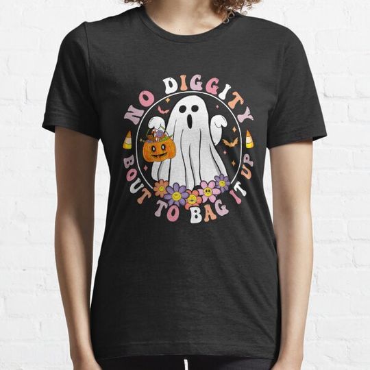 Discover Cute Ghost Halloween No Diggity 'Bout To Bag it Up T-shirts
