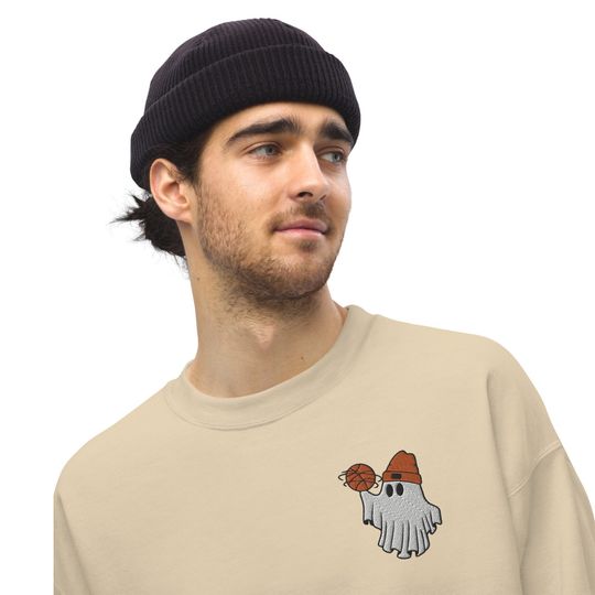 Discover Embroidered Halloween Basketball Ghost Sweatshirt