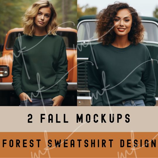 Discover Fall Mock-up Forest Green Sweatshirt, Gildan 18000, Thanksgiving Mockups, Halloween Mockups, Autumn Women Model Mockup, Fall Sweater Mockup