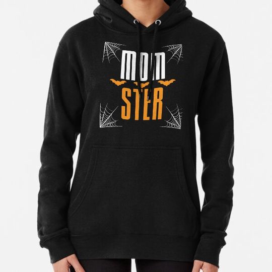 Discover Momster Costume Skull Spooky Mom Messy Hair Bun Monster Hoodies