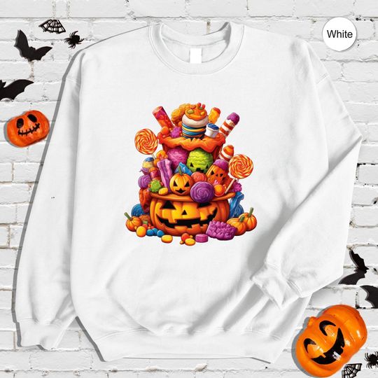 Discover Halloween Pumpkin Candy Hoodie for Spooky Season