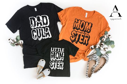 Discover Dadcula Momster Little Monster Shirt, Halloween Matching Shirt, Family Halloween Party Costume Shirt,Spooky Dad Mom Shirt,Halloween Matching