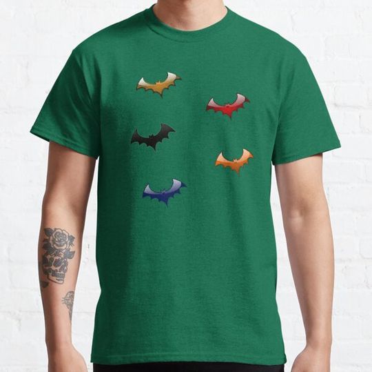 Discover Halloween Bats In Different Colours Pack In Green T-shirts
