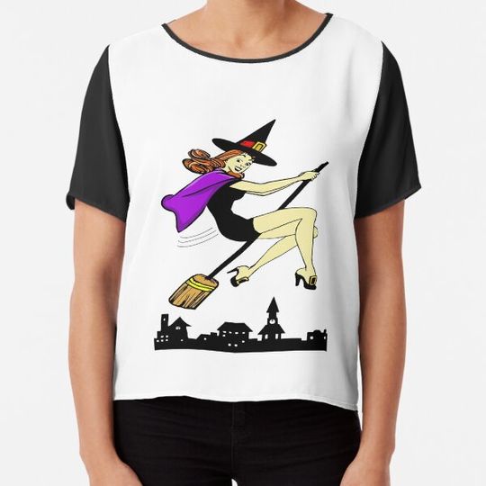 Discover Witch driving broomstick T-shirts