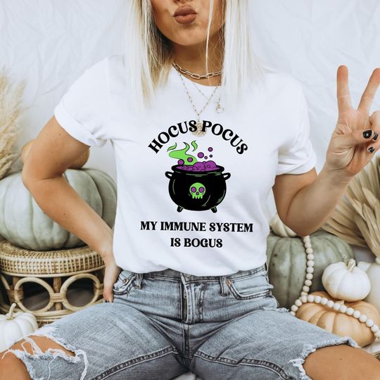 Discover Funny Spoonie Halloween Shirt - Chronic Pain tshirt - Spooky Spoonie Tshirt - Chronic Illness Halloween - Immune system is bogus shirt