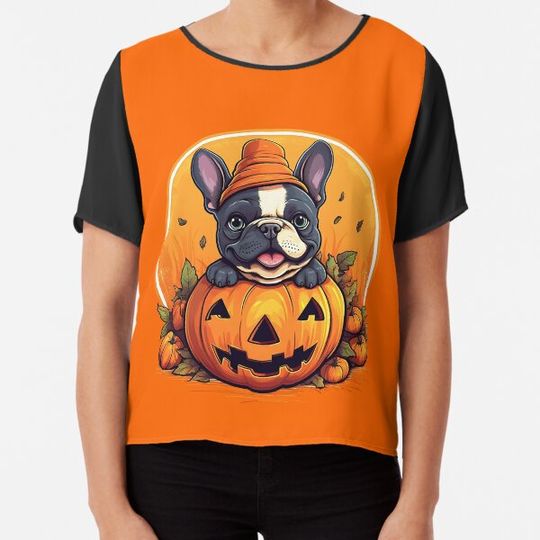 Discover Halloween French Bulldog Cute Dog with Pumpkin T-shirts