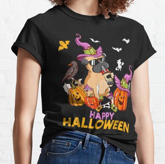 Discover Cool Halloween Pug Dog Pumpkin Costumes Thanksgiving T-shirts