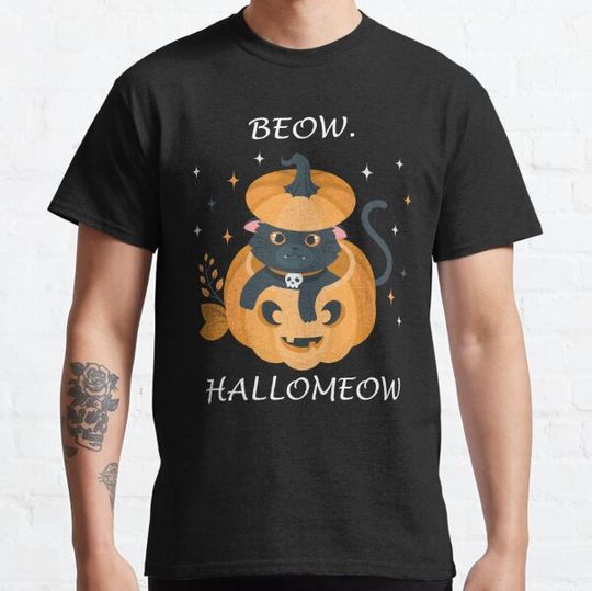 Discover Halloween Black Cat Pumpkin Graphic Tee - Great for Parties