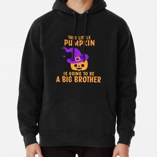 Discover Kids Little Pumpkin Going To Be A Big Brother Witch Hat Halloween Gift Hoodies