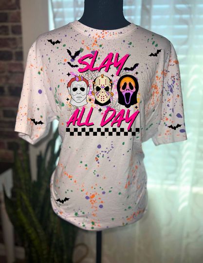 Discover Halloween Tee | Halloween Slay All Day | Splatter Shirt