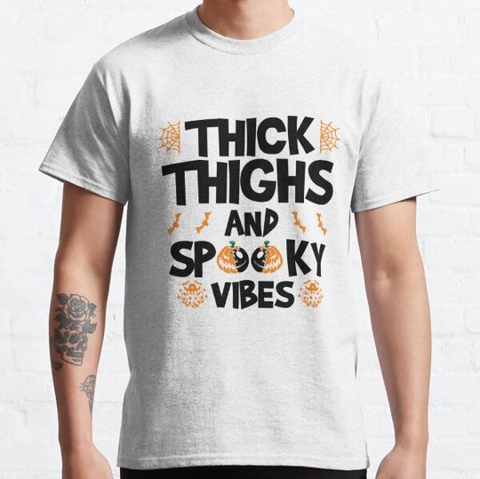 Discover Thick Thighs And Spooky Vibes Shirt, Funny Halloween Shirt, Spooky Shirt, Halloween Shirts T-shirts