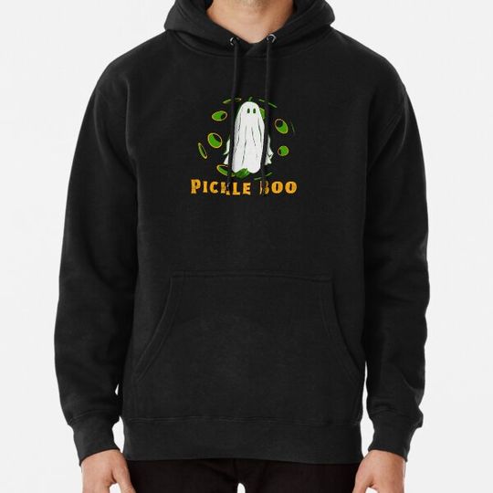 Discover Funny Pickle Ghost Loves To Play Pickleball At Halloween, Perfect Gift For yourself Who Love Halloween Hoodies