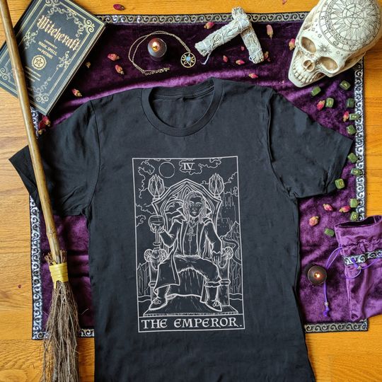 Discover The Emperor Tarot Card Shirt Dracula Vampire Halloween Shirts Horror TShirt Gothic T-Shirt Unisex Spooky T Shirt Goth Tee Men Occult Tees