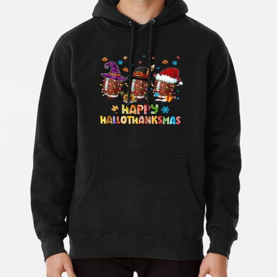 Discover Happy Hallothanksmas Football Hoodies