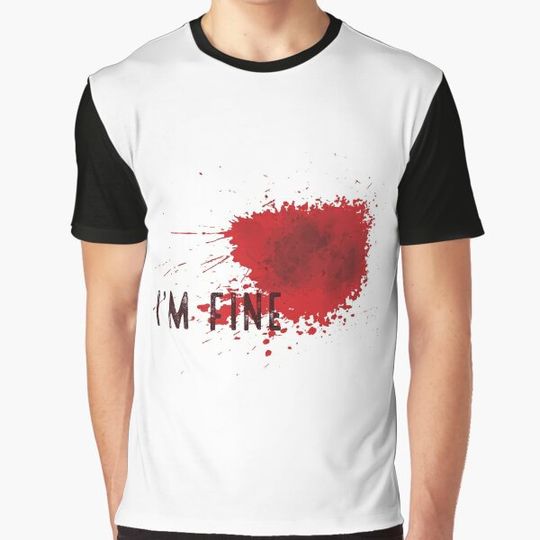 Discover I'm Fine Graphic blood Halloween boo Cool Funny T Shirt T-shirts