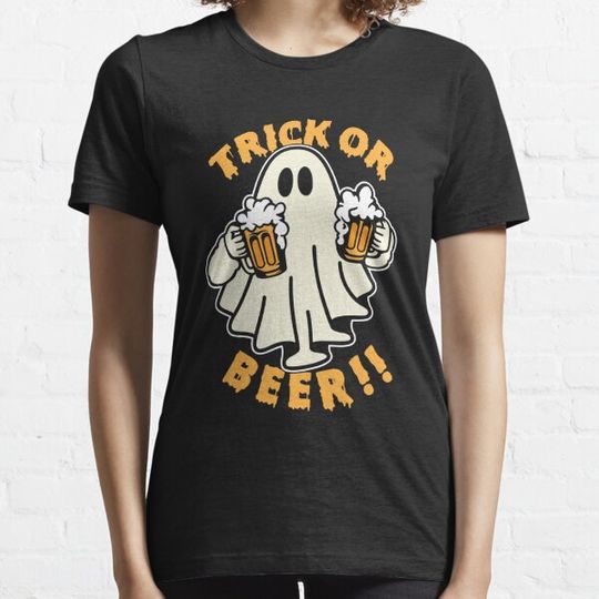 Discover Trick Or Beer Funny Ghost Drinking Beer Halloween T-shirts