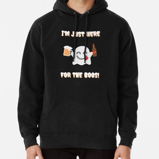Discover I'M JUST HERE FOR THE BOOS! | Cute Halloween Drinking Theme | Black and white design. Hoodies