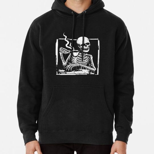 Discover Skeleton Drinking Coffee Hoodies