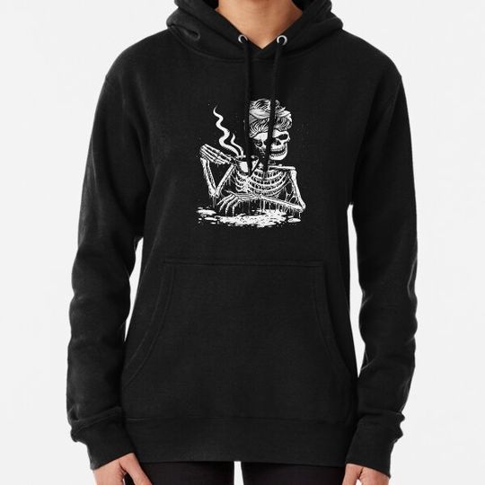 Discover Coffee Drinking Skeleton Lazy DIY Halloween Costume Women Hoodies