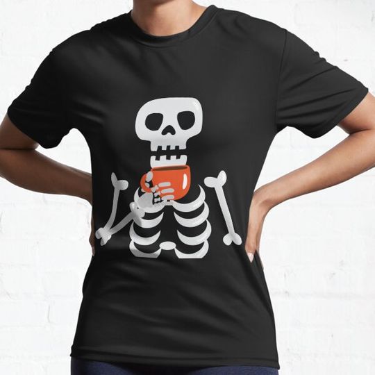 Discover Skeleton Drinking Coffee Lover Funny Halloween T-shirts