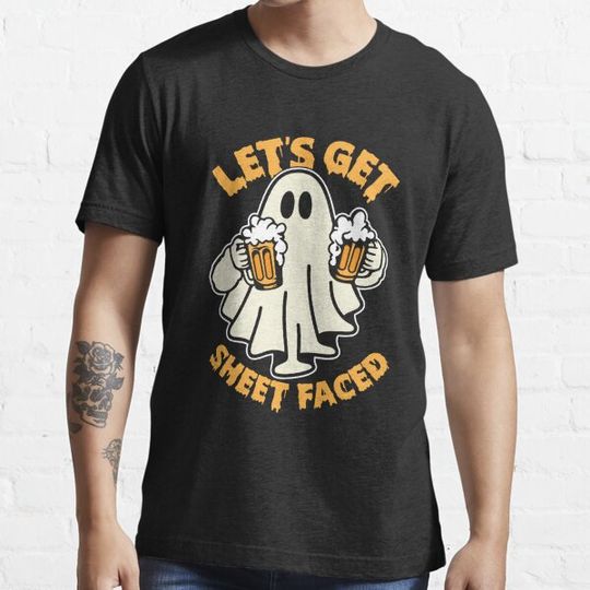 Discover Let's Get Sheet Faced Funny Ghost Drinking Halloween T-shirts