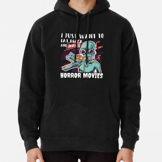 Discover horror film lover gift,scary movie lover,horror movie addict,Pizza And Watch Horror Movies shirt Hoodies