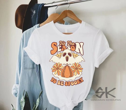 Discover The Season to be Spooky shirt, Ghost Shirt, Halloween Gift Shirt, 2023 Spooky Seas, Cool Halloween Shirt, Ghost Lover Tshirt