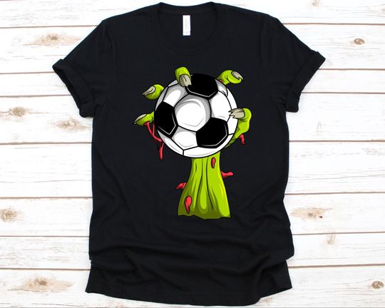 Discover Zombie Hand Holding Soccer Ball Shirt, Halloween Soccer, Trick Or Treat, Halloween, Jack O Lantern, Soccer Ball, Football, Zombie T-Shirt