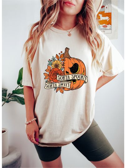 Discover Spook-tacular Style:  Flower Jack-o-Lantern Halloween Shirt+