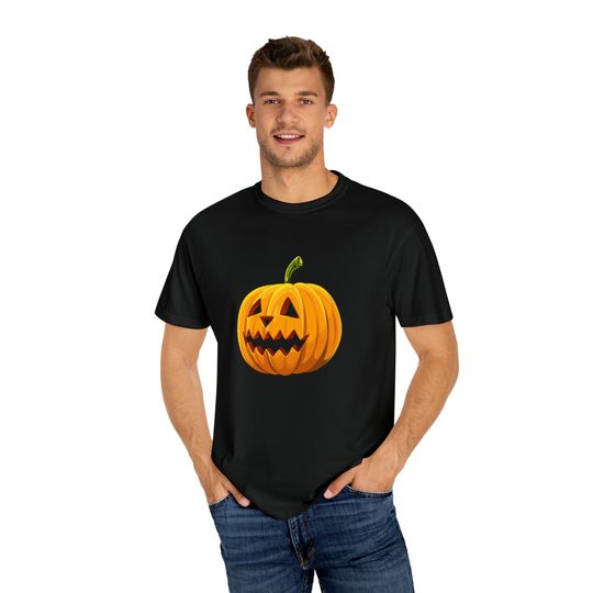 Discover Unisex Garment-Dyed T-shirt, Halloween, pumpkin, jack o lantern, scary, trick or treat, gift