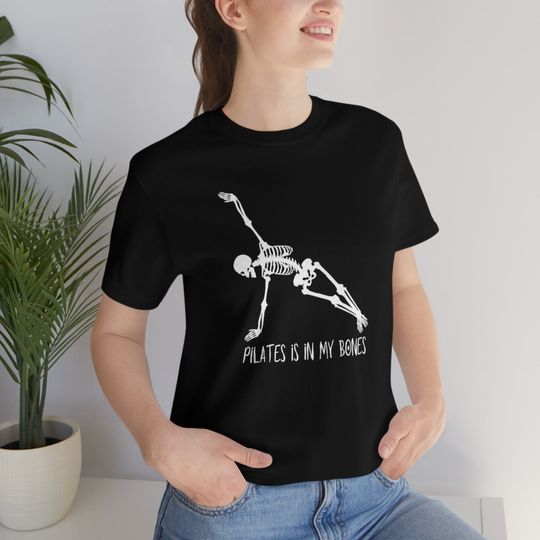 Discover Pilates Halloween T-Shirt for Fitness Lovers Featuring Skeleton Design
