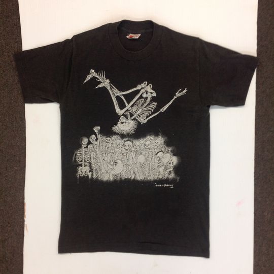 Discover Vintage 1984 Rare Gang of Painters Black T-Shirt Skeleton Punk Slam Dance Mosh Pit Skateboard Dead Man's Party Graphics