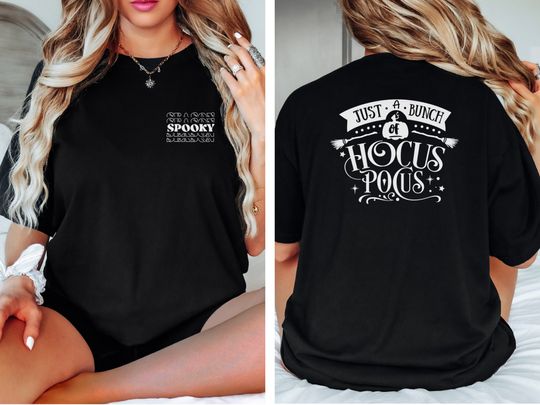 Discover Spooky Season Dual-Print Halloween Themed Shirt, Holiday Apparel, Halloweentown Sweatshirt, Pumpkin Halloweentown Shirt, Halloween Party