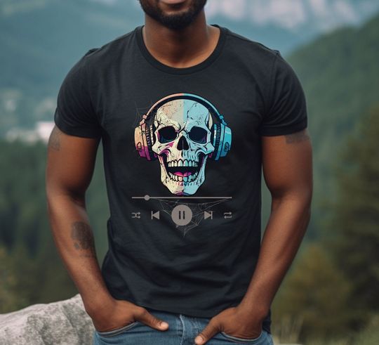 Discover Skeleton Music Theme Halloween Shirt
