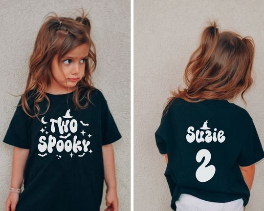 Discover Two Spooky Toddler Birthday Halloween Shirt