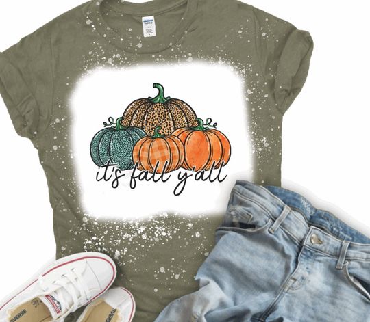 Discover It's Fall Y'all- Bleached Graphic Fashion T-Shirt for Autumn