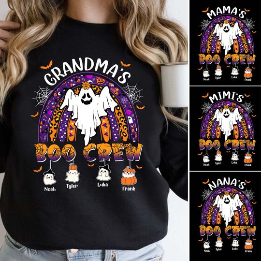 Discover Rainbow Leopard Grandma Boo Crew Halloween T-Shirt - Custom Design