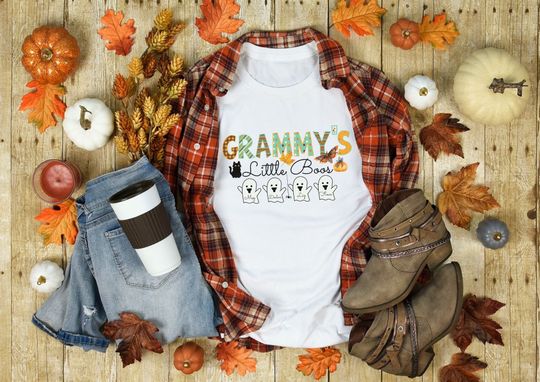 Discover Personalized Cute Grandma Halloween Shirt - Ghost Design for Grandkids